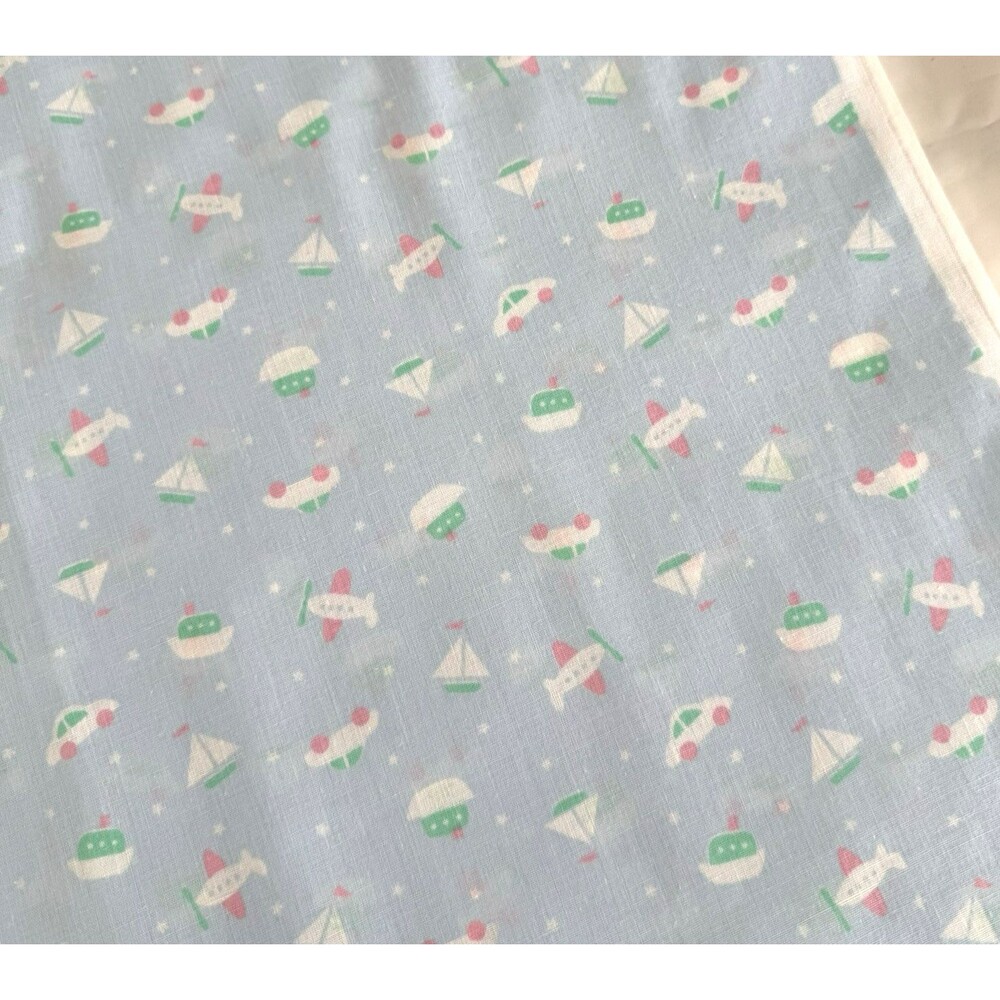 Vintage Boy's Nursery Airplanes Boats Car Fabric Unbranded Cotton Blend 35 x 46"